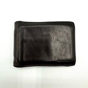 RUDSAK BROWN LEATHER BIFOLD WALLET MEN WALLET MAGNETIC MONEY  HOLDER